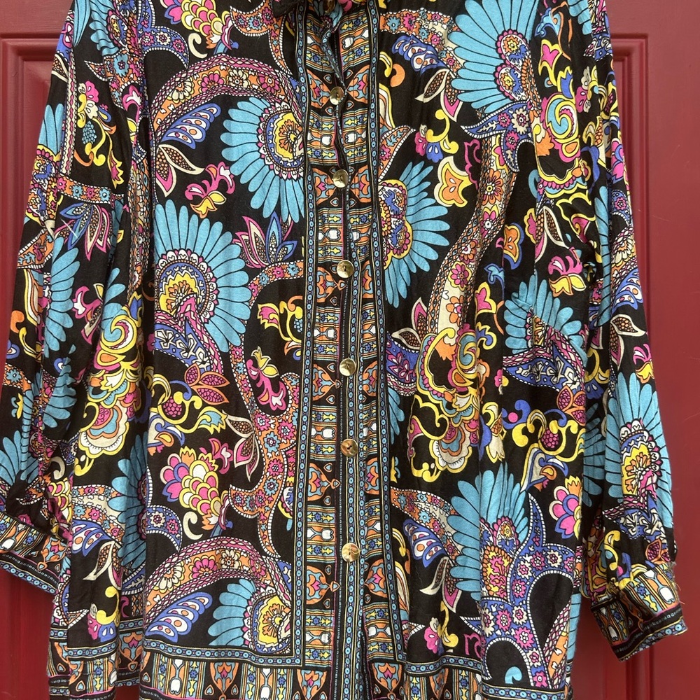 Haute Hippie Multicolor Paisley Blouse size 2X - Picture 2 of 10